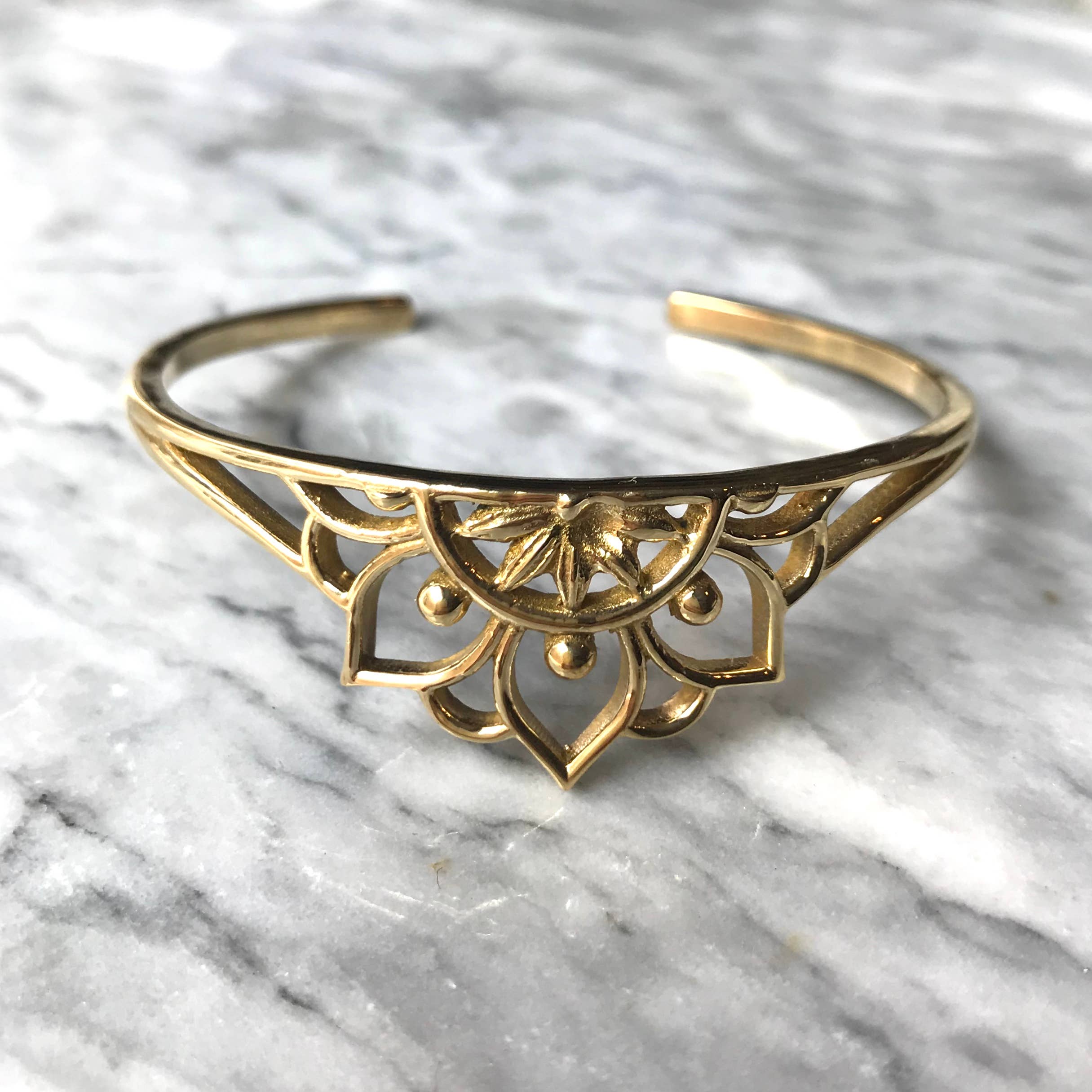 Brass Lotus Cuff