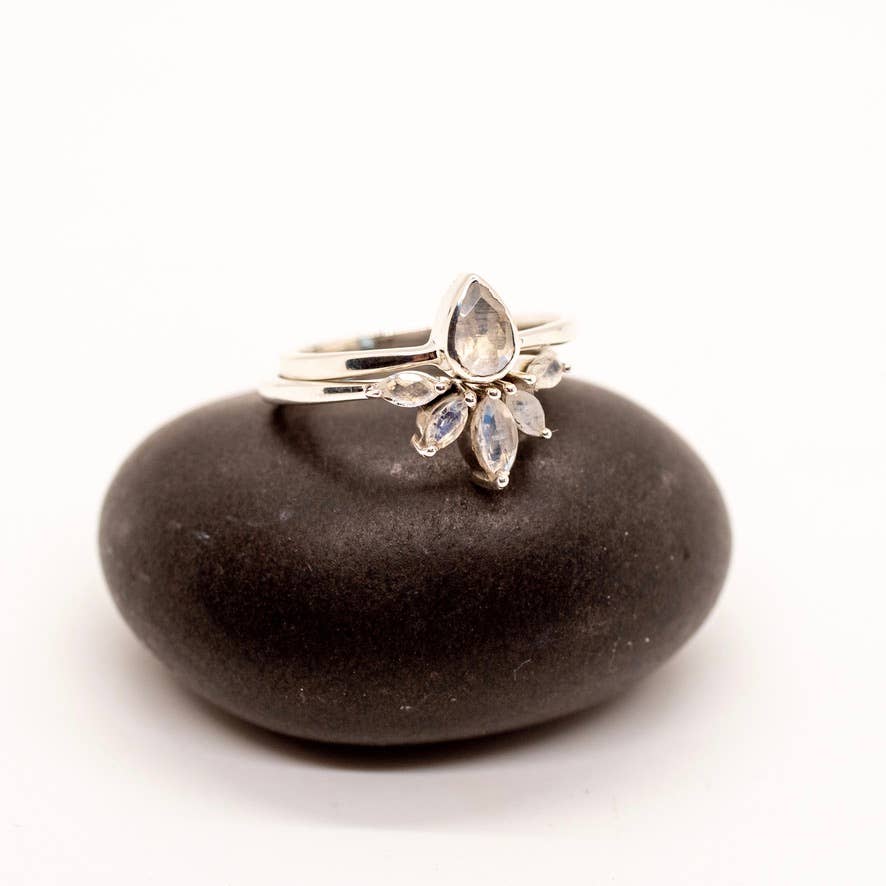 Nesting Rainbow Moonstone Ring Set