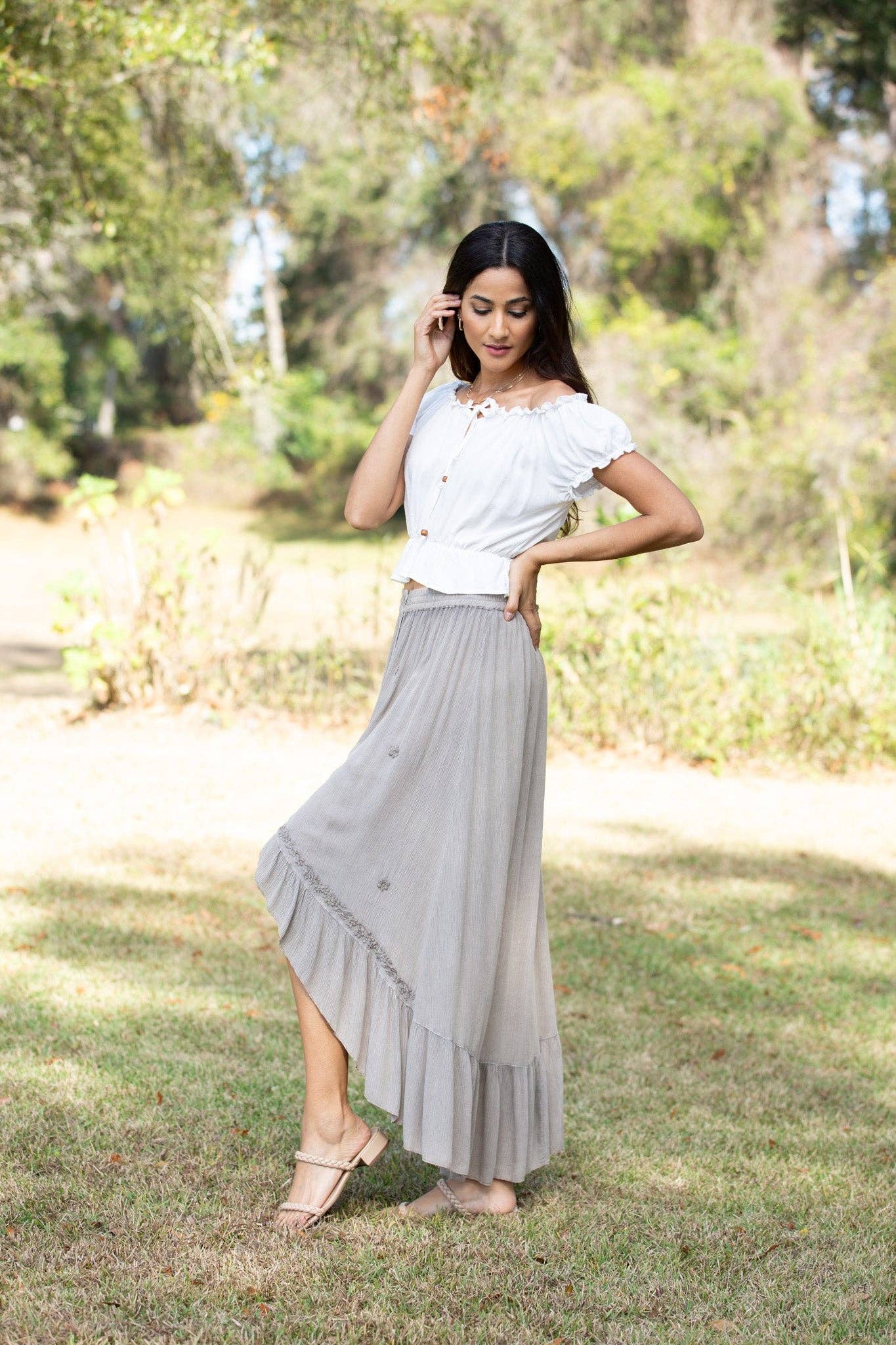 Bohemian Dipped Hem Skirt