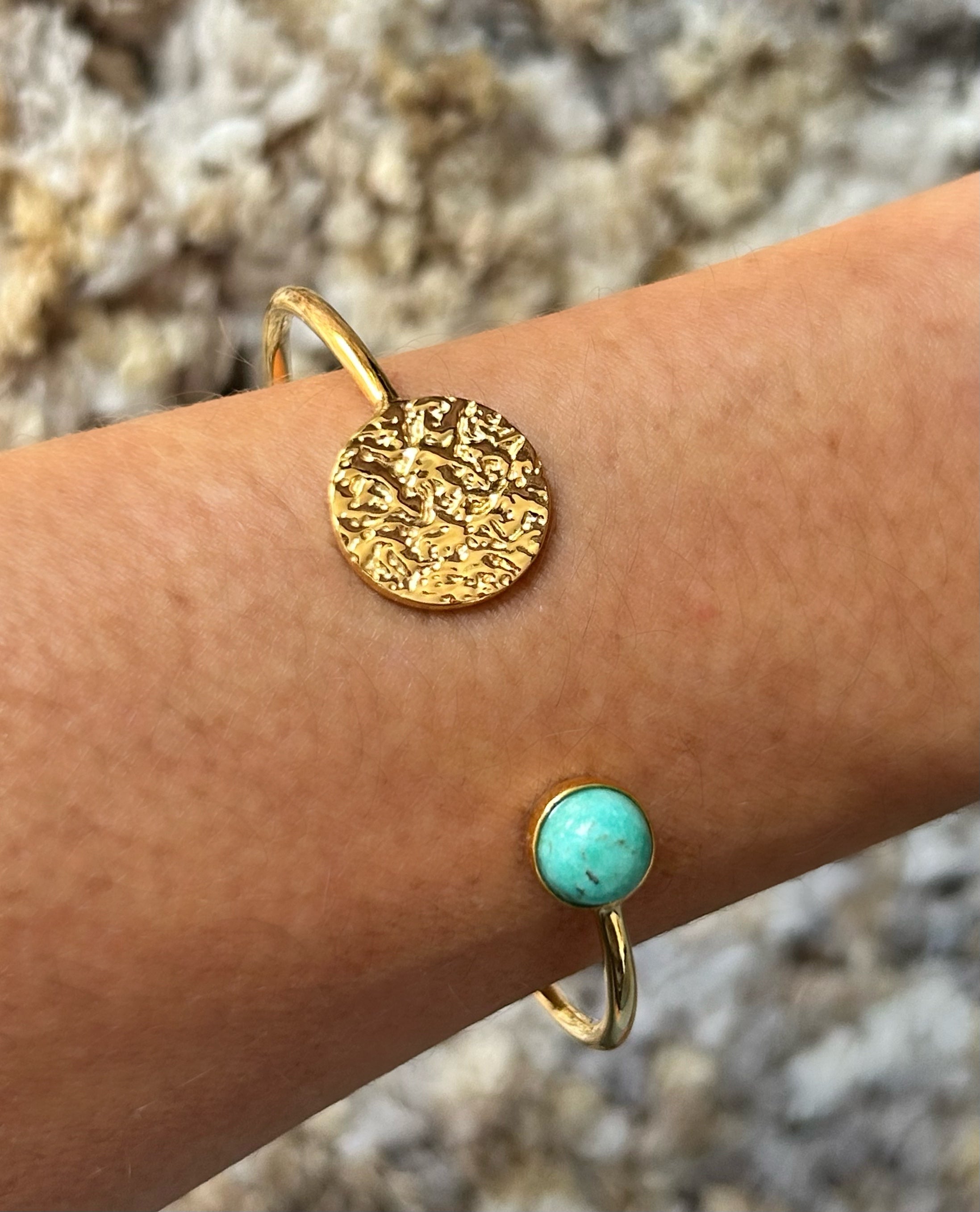 Turquoise & Gold Cuff