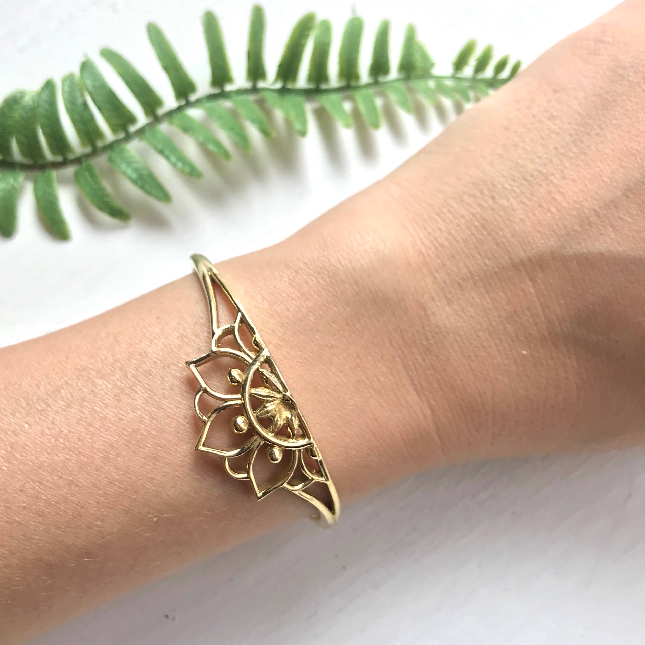 Brass Lotus Cuff