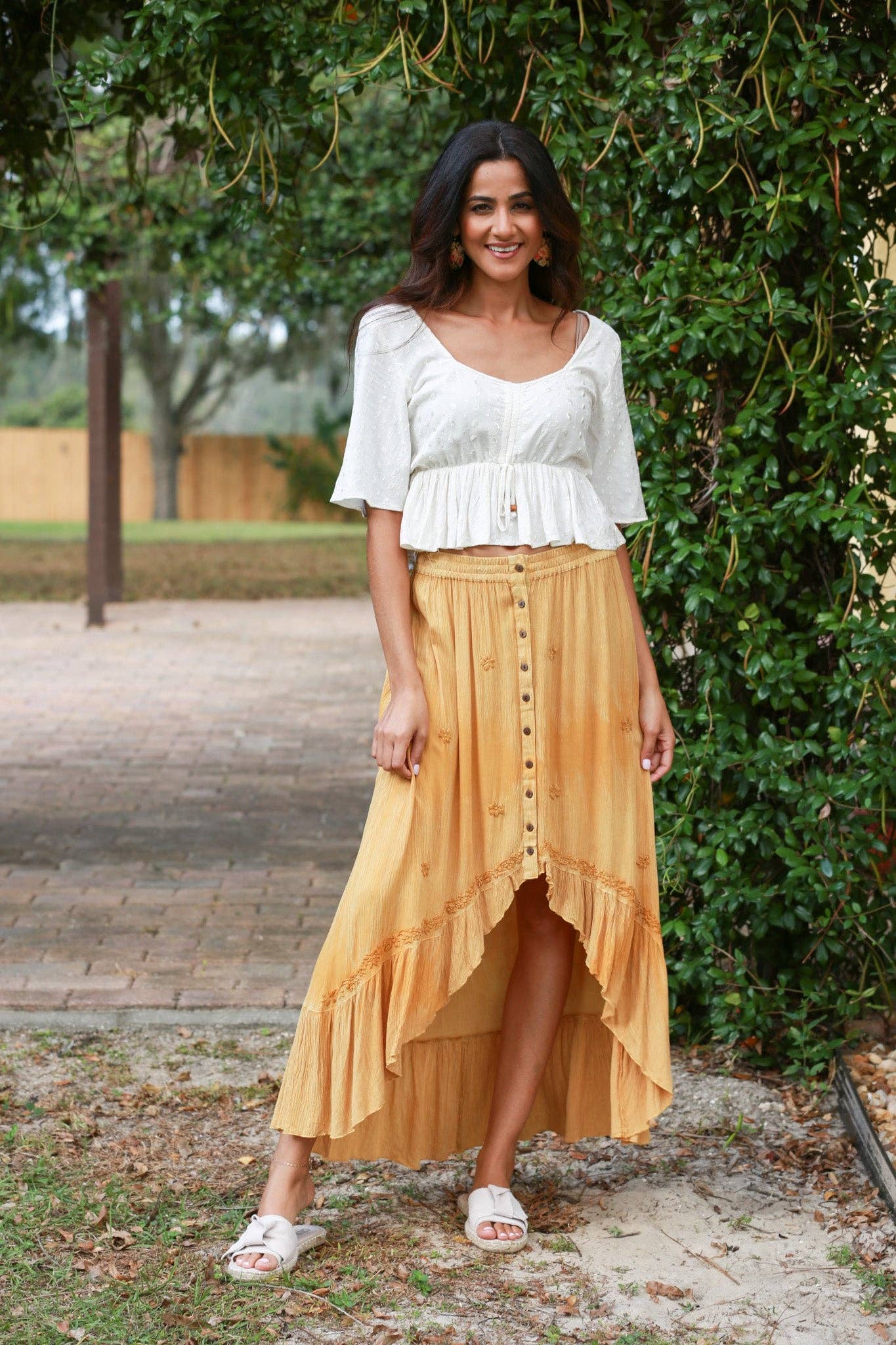 Bohemian Dipped Hem Skirt