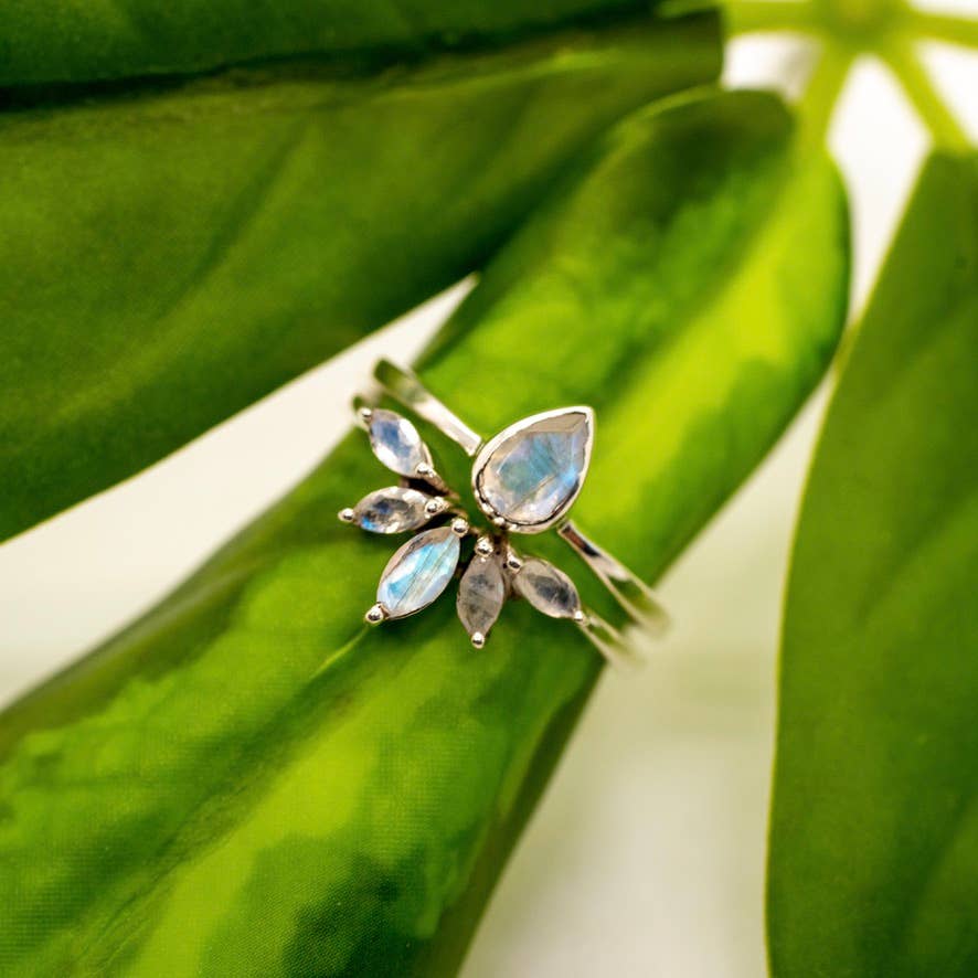 Nesting Rainbow Moonstone Ring Set