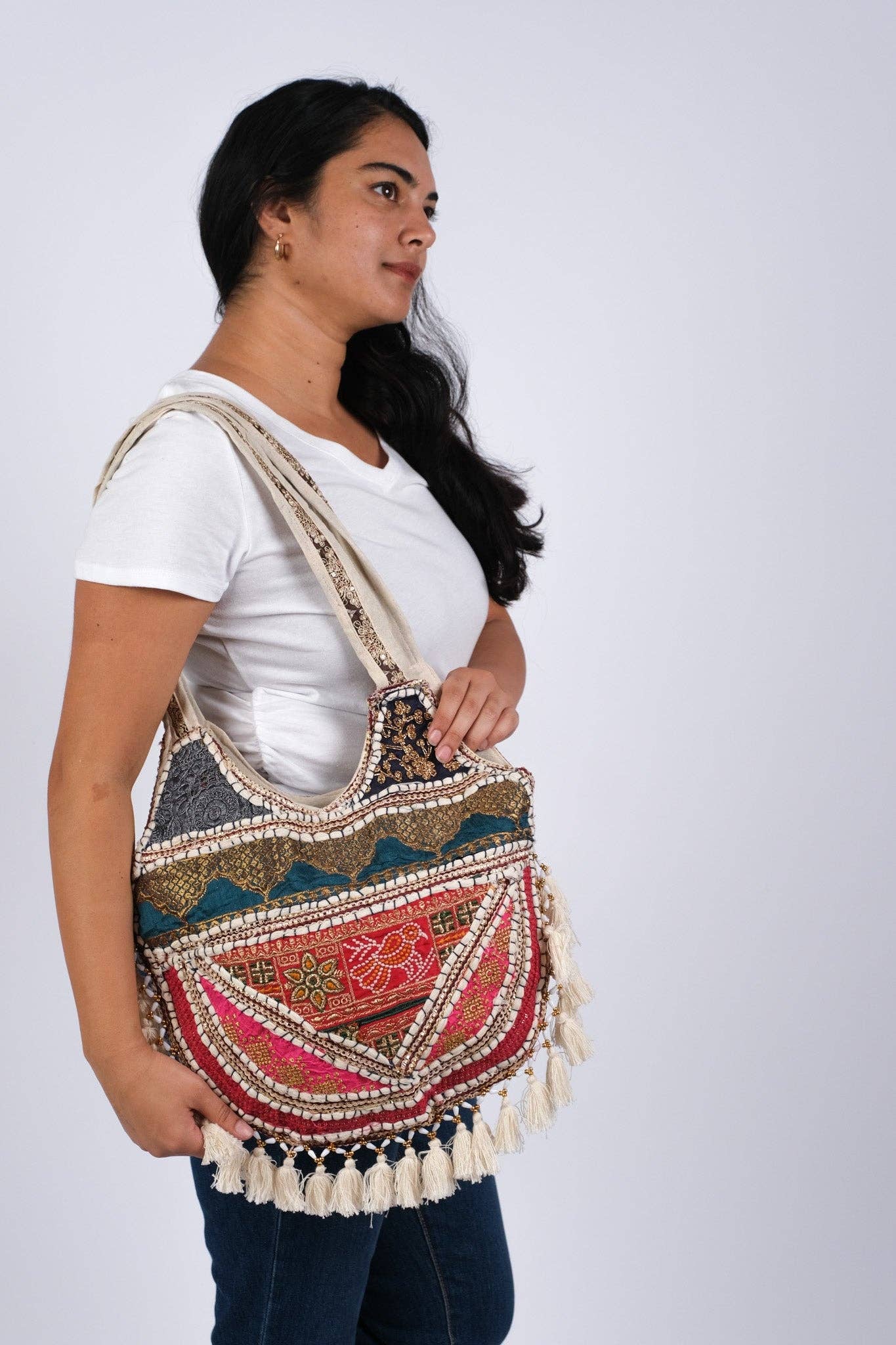 Boho Bloom Patchwork Hippie Shoulder Bag