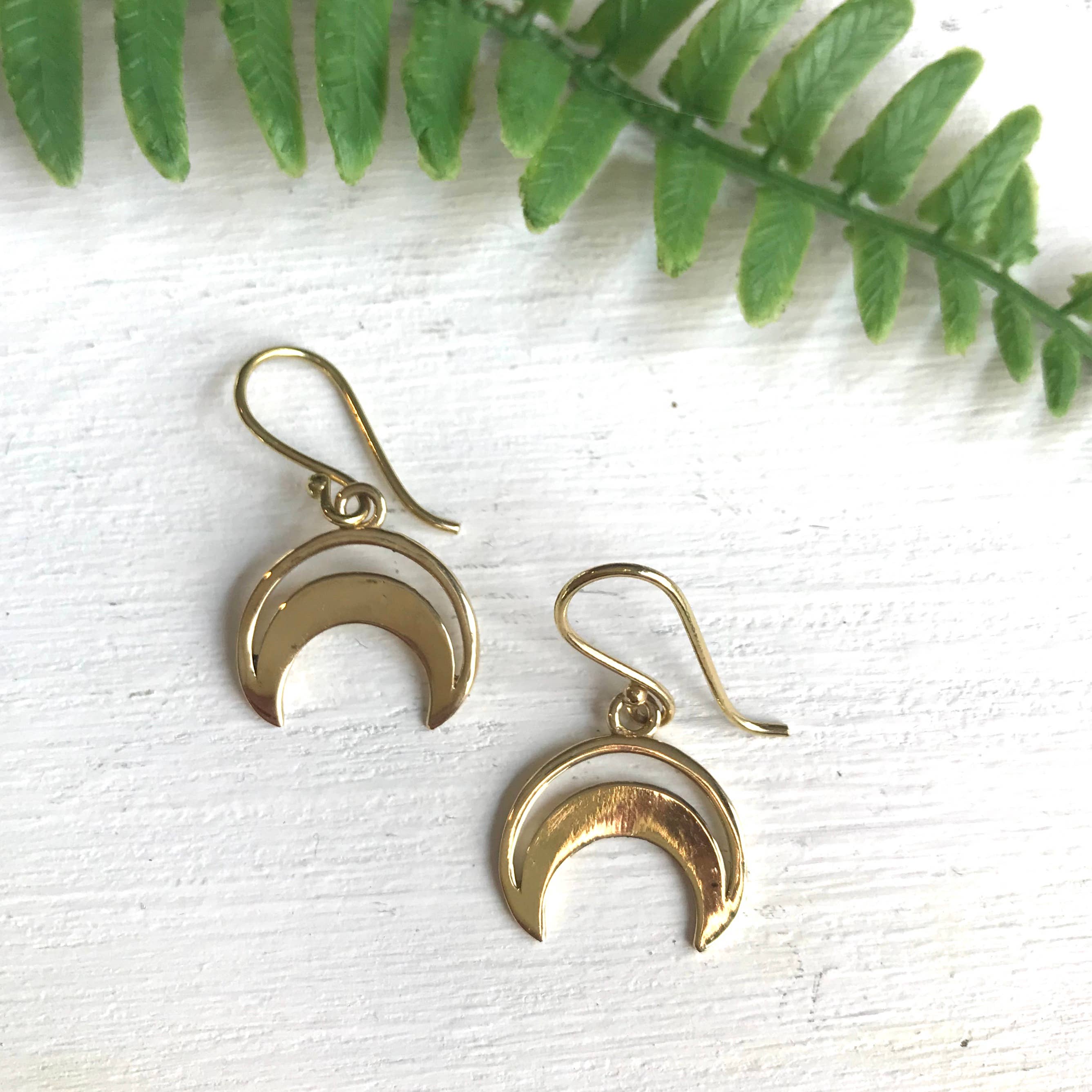 Beauty & The Brass Crescent Moon Earrings