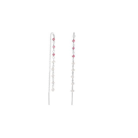 Pink Rainbow In The Dark Threader Earrings