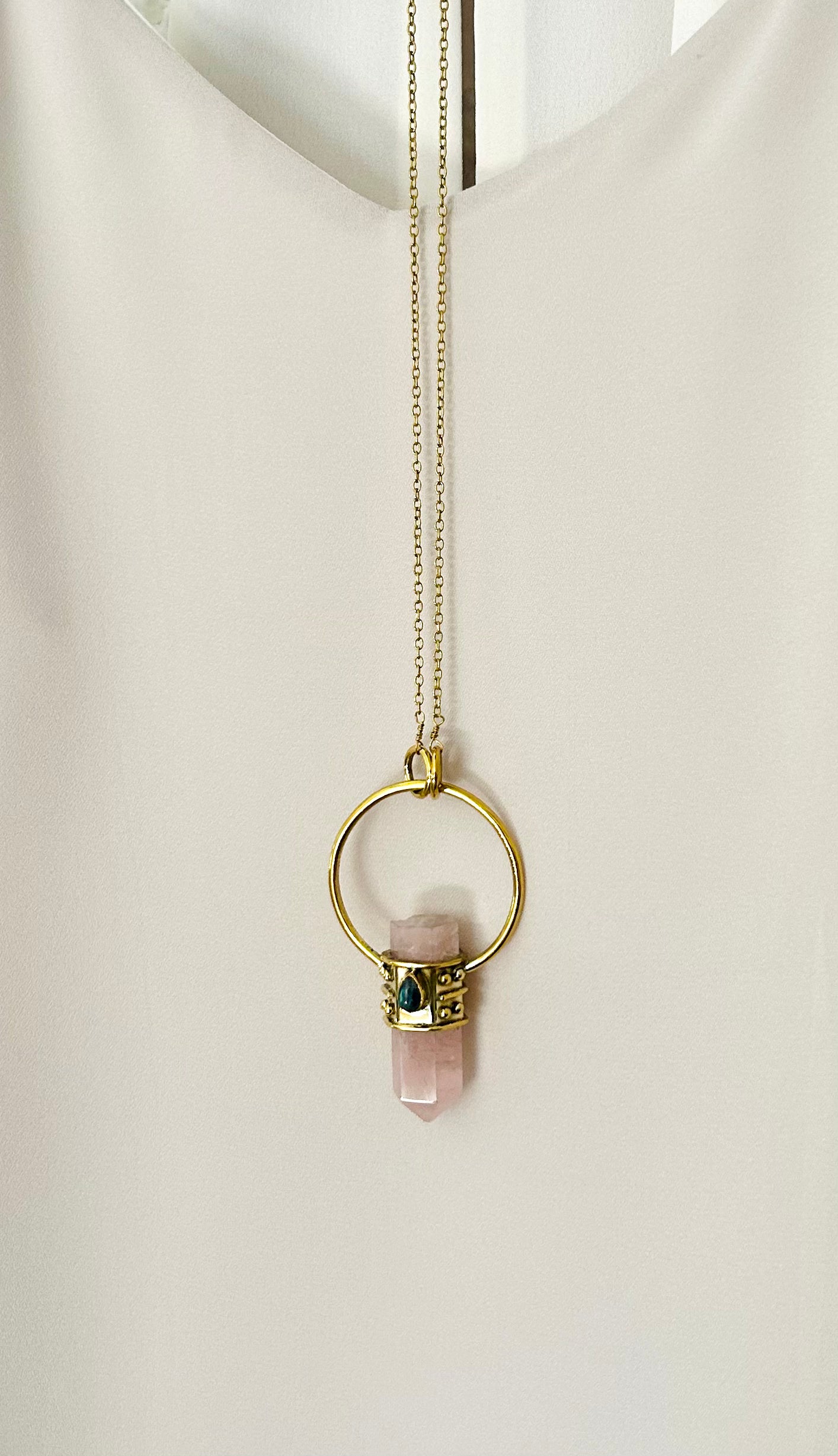 Rose Quartz Crystal Point Necklace