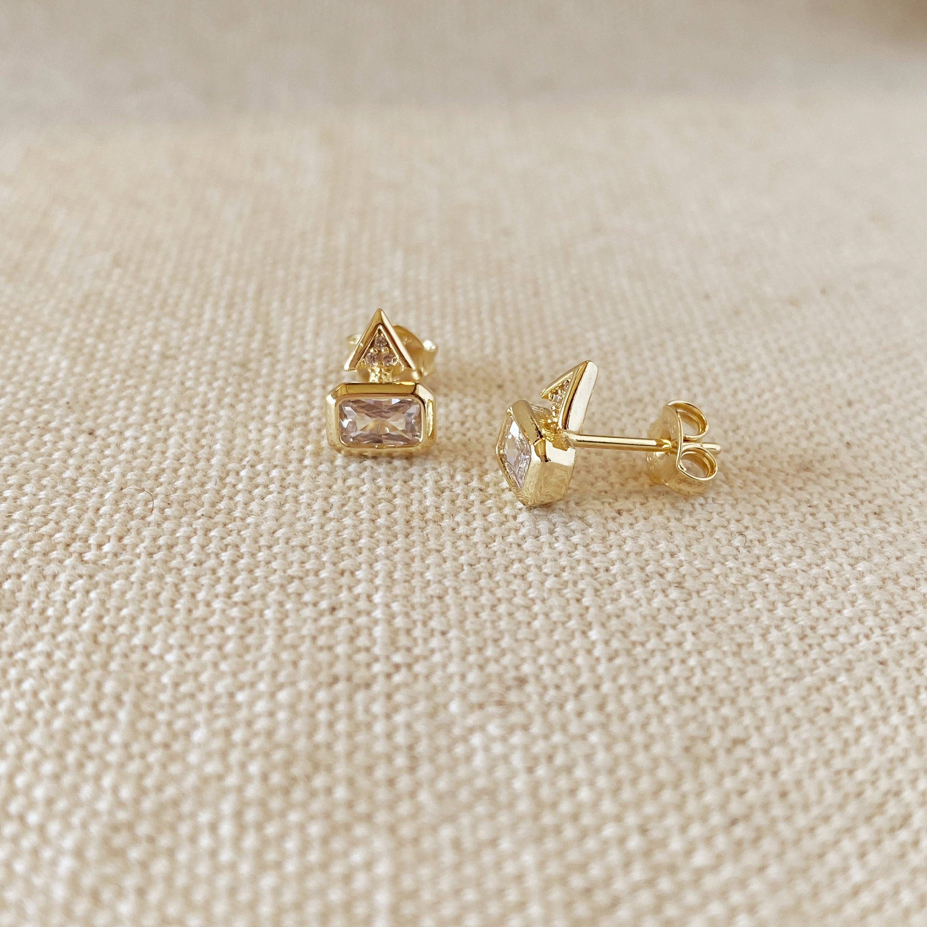 Stud-y Geometry CZ Earrings